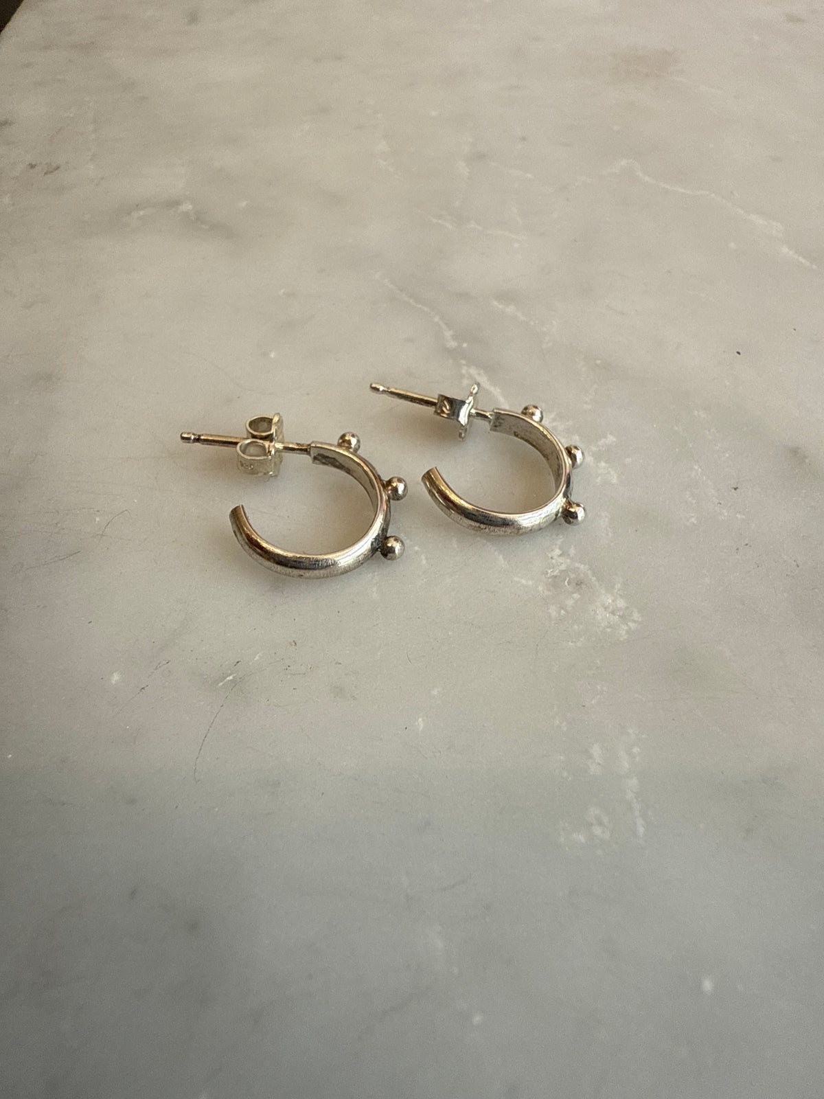 Triple Dot 1/2 round Hoops - Thick