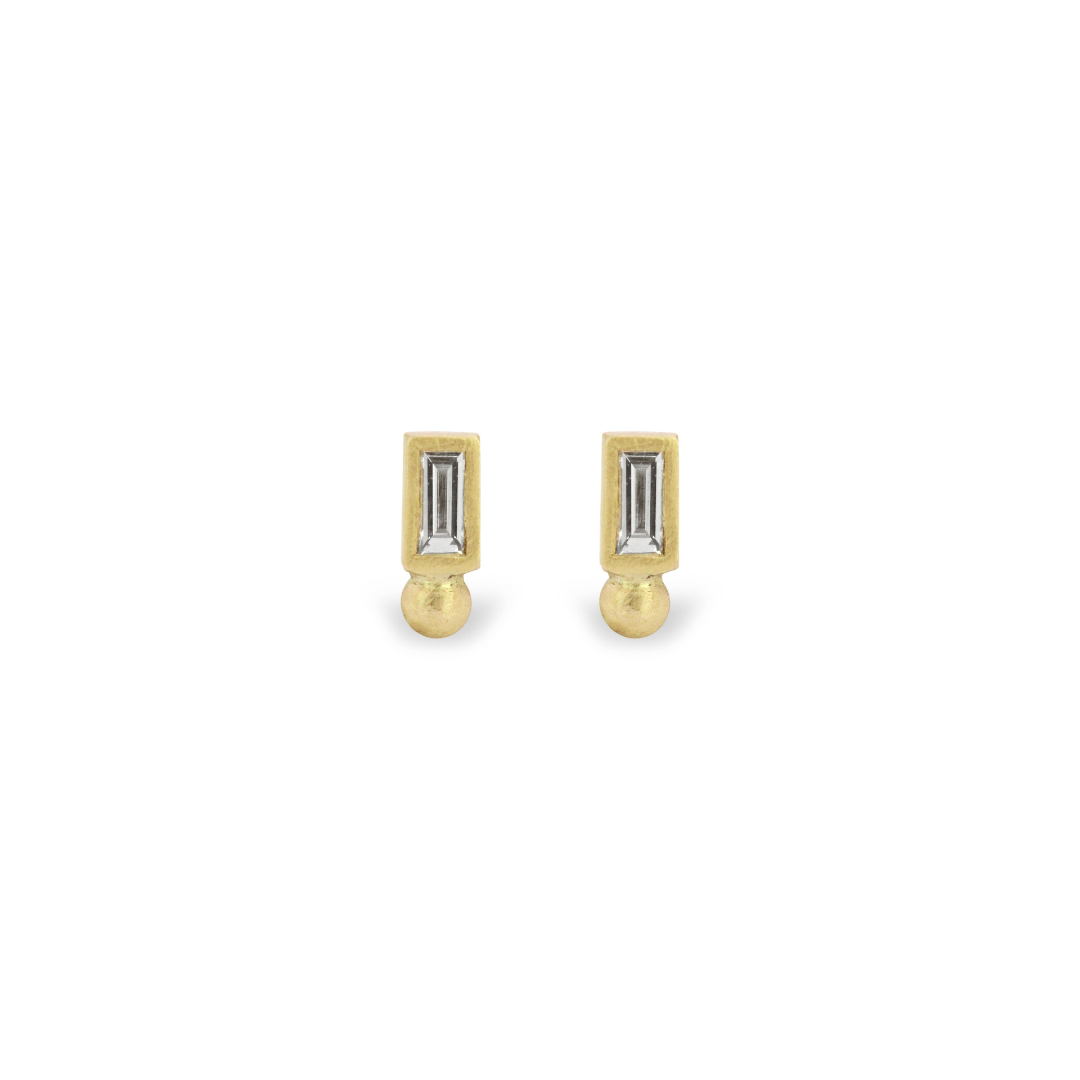 Baguette Dot Stud Earrings