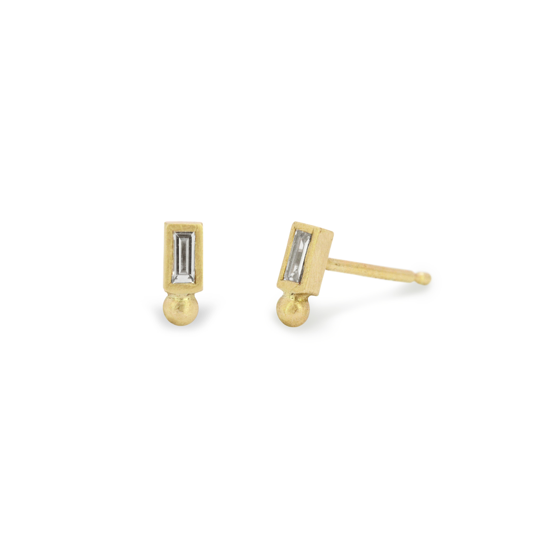 Baguette Dot Stud Earrings