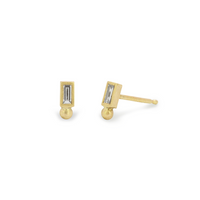 Baguette Dot Stud Earrings