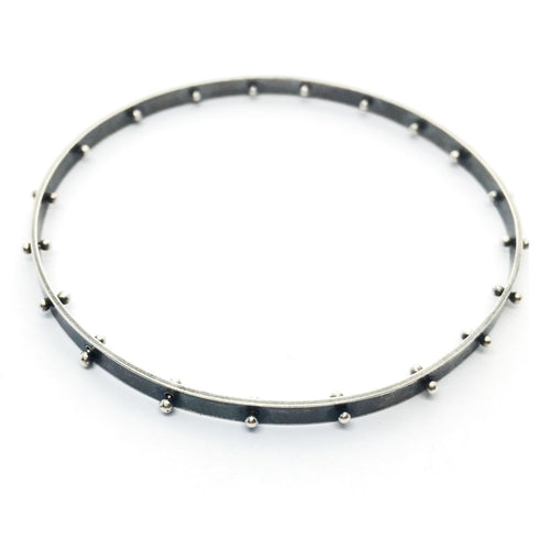 Silver Ball Bangle + 18ky Dots - XS/Small