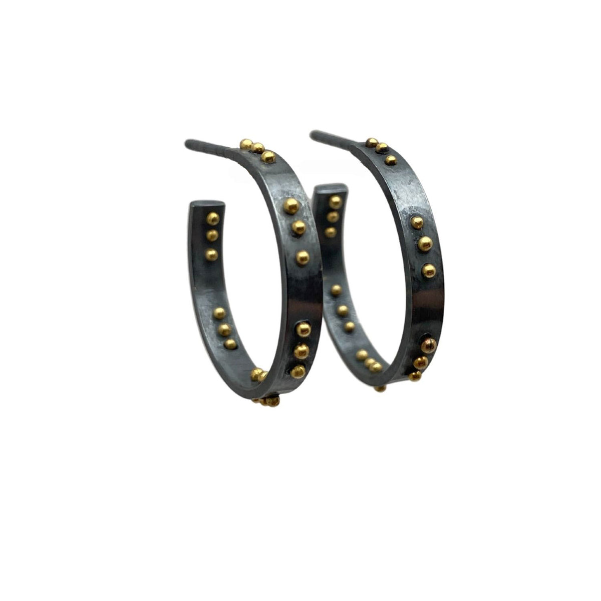Triple Dot Hoops - 18K + OX Silver