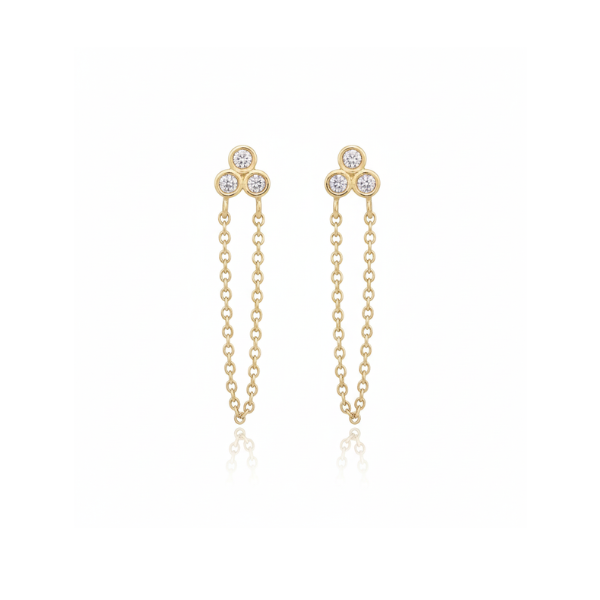 Tri Diamond Chain Earrings