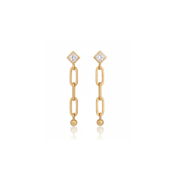 Diamond Paperclip Drop Earrings