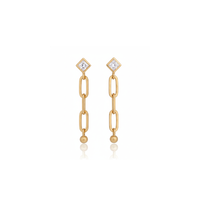 Diamond Paperclip Drop Earrings