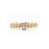 Scattered Dot Baguette Diamond Solitaire Ring