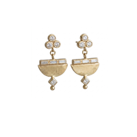 Baguette and Circle and Tri-Diamond Earrings