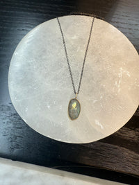 Laborite Gem Necklace - Oxidized Silver Chain