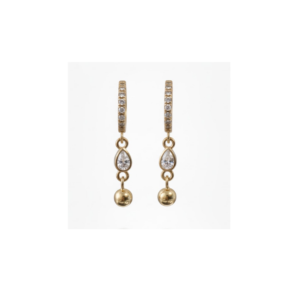 Pear Diamond Huggie Hoop Earrings