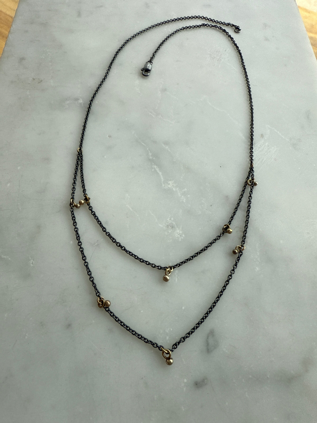 Dotted Detail Necklace - 18ky + Silver