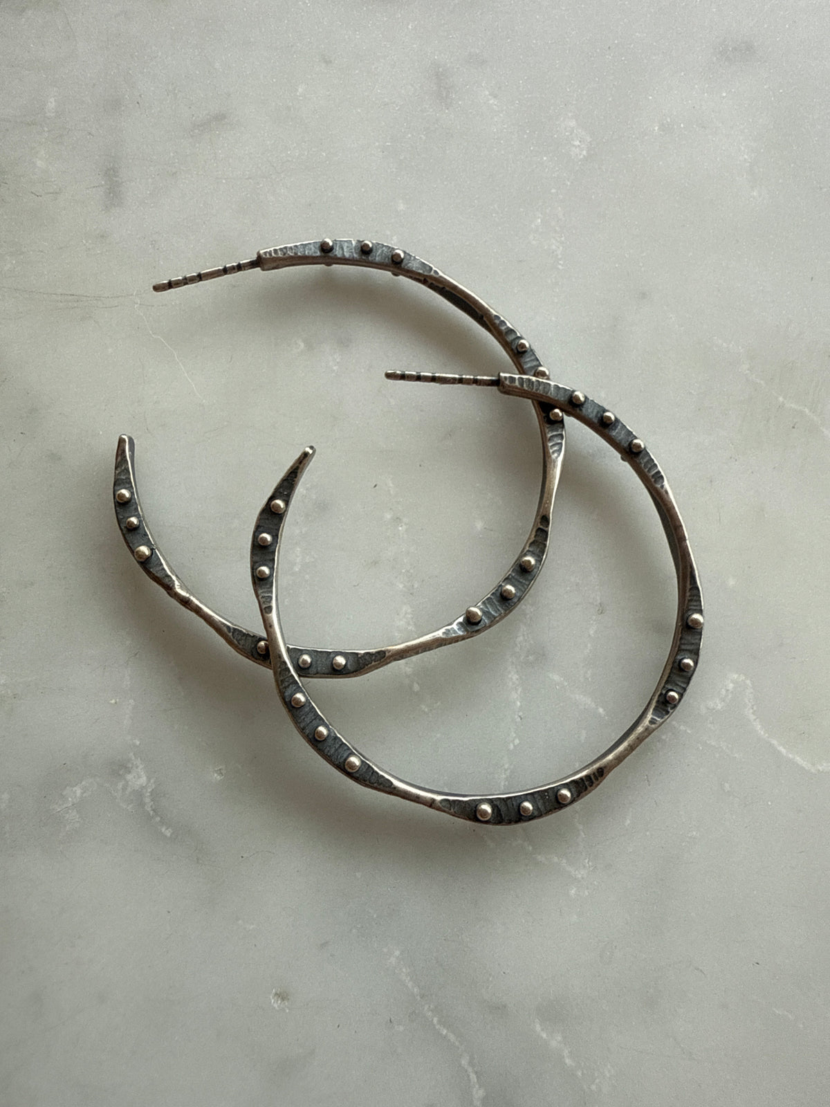 Textured Flux Dot Hoops - LG