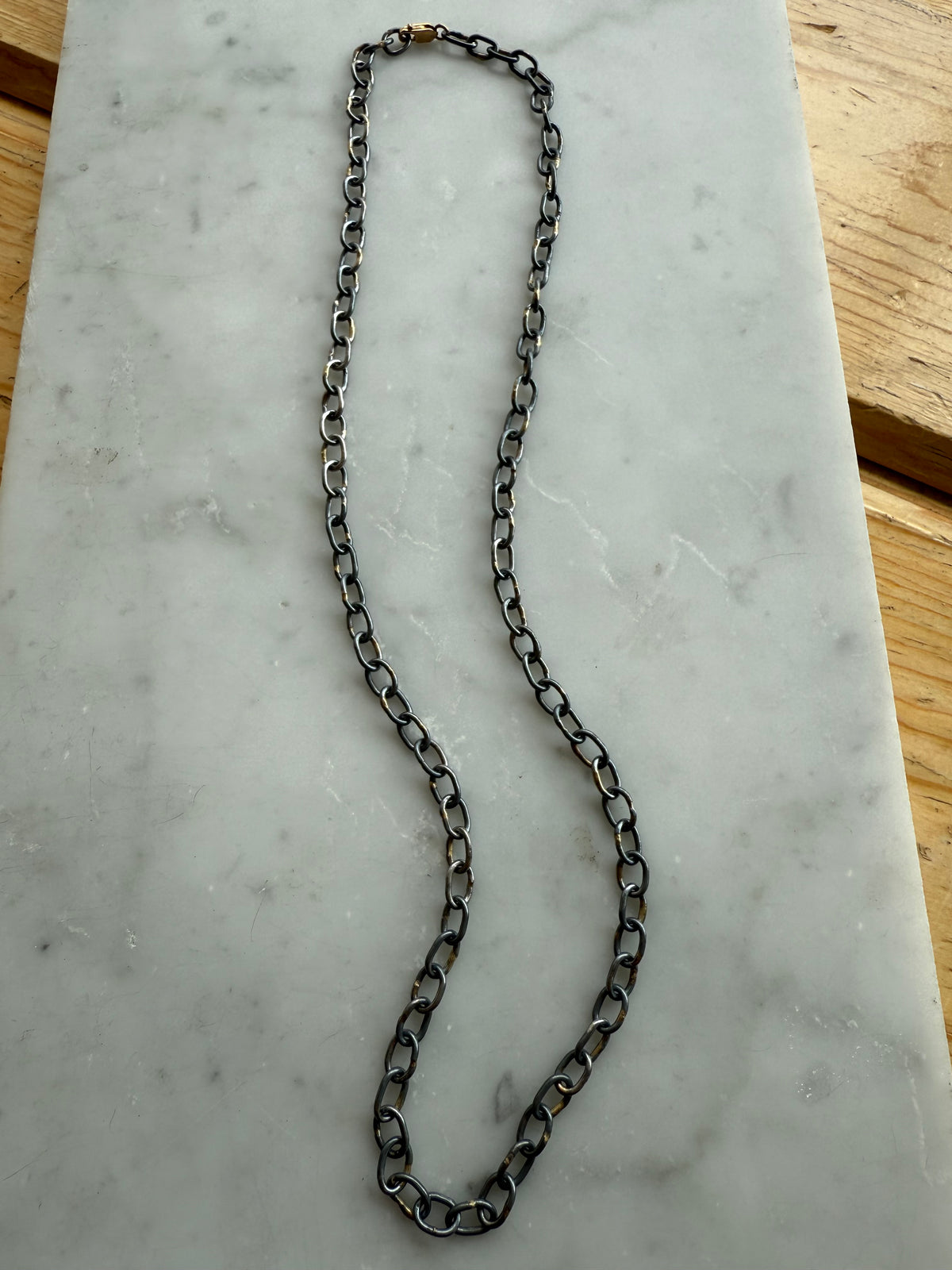 Mixed-Metal Heavy Chain Link Necklace - 18k + Silver