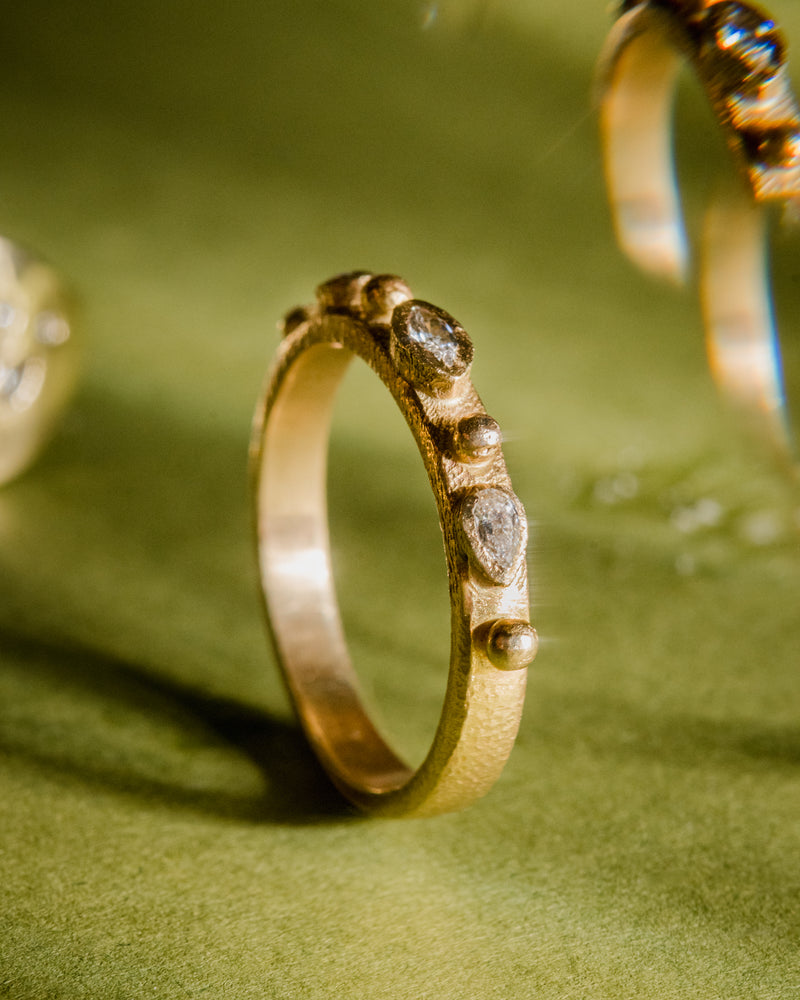 Marquise & Pear Dotted 1/2 Round Ring