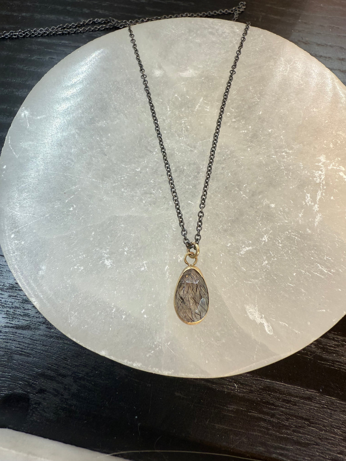 Tourmaline Quartz Gem Necklace - Sterling Silver Chain