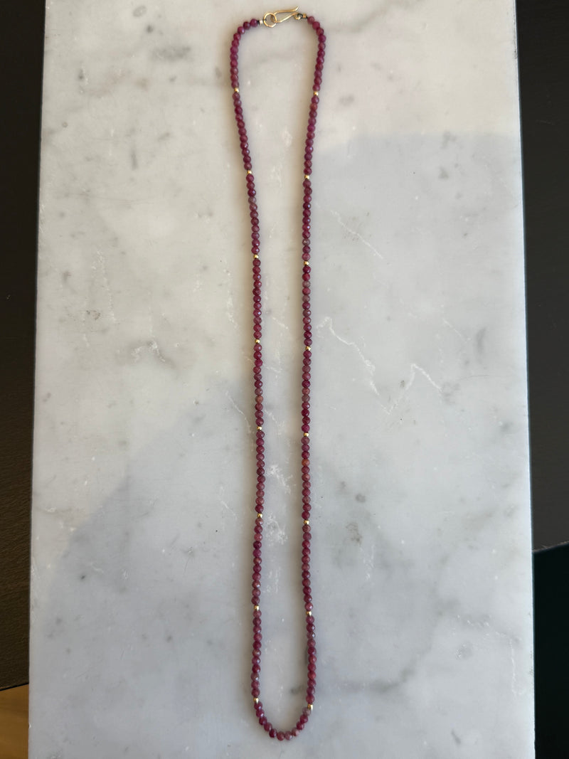 Ruby + Gold Bead Strand