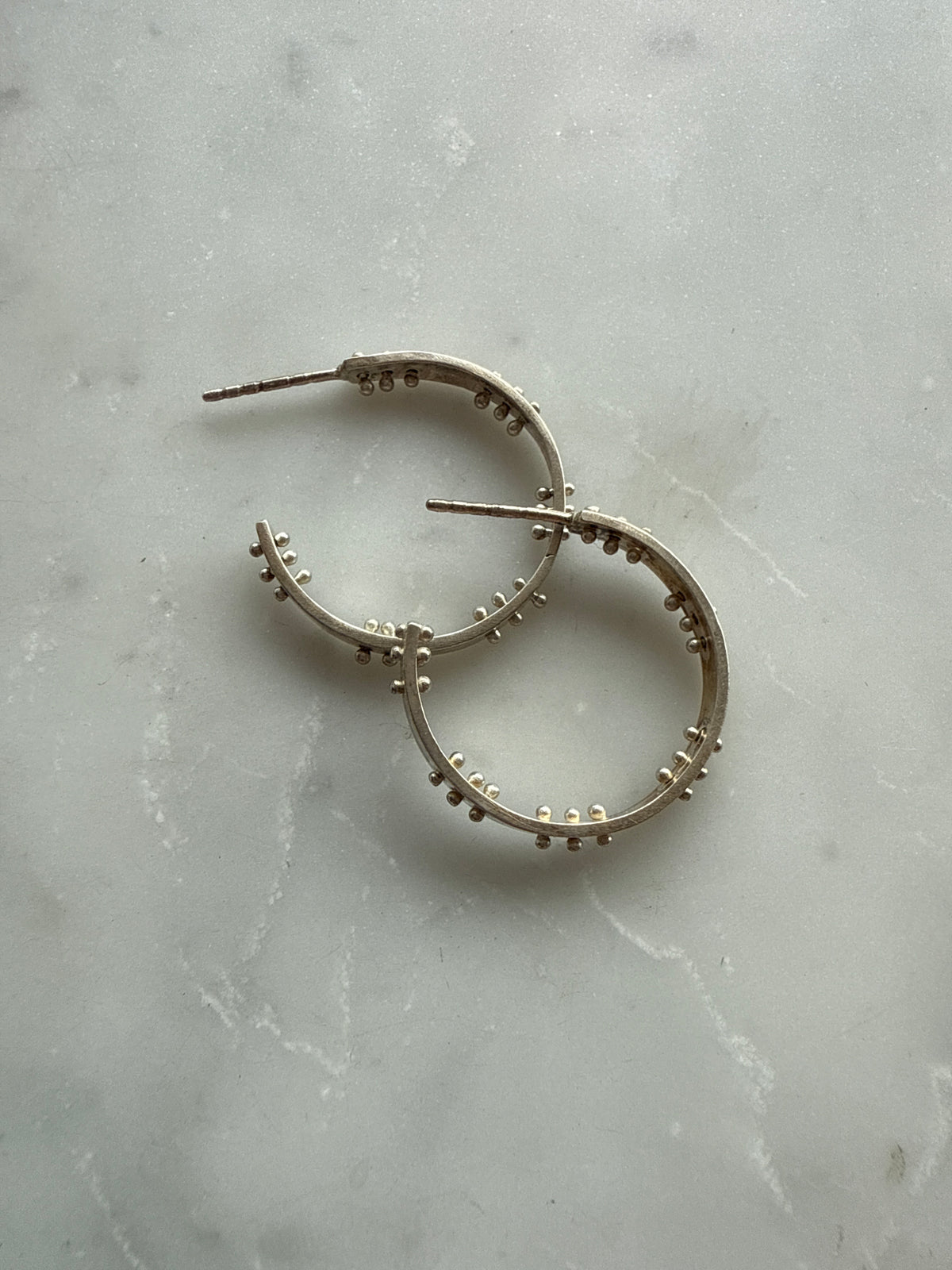 Triple Dot Hoops - Solid Silver