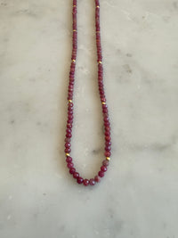 Ruby + Gold Bead Strand