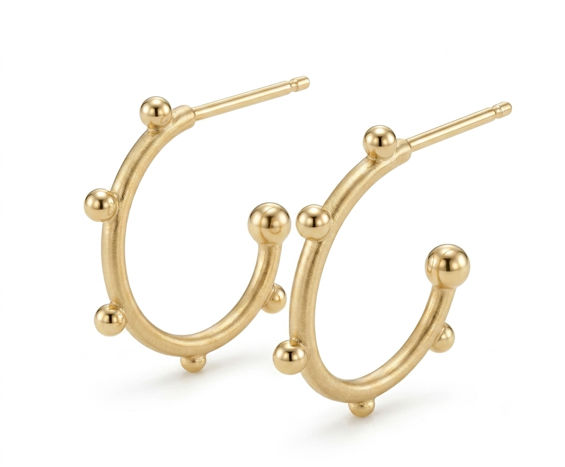 Round Dotted Hoop Earrings