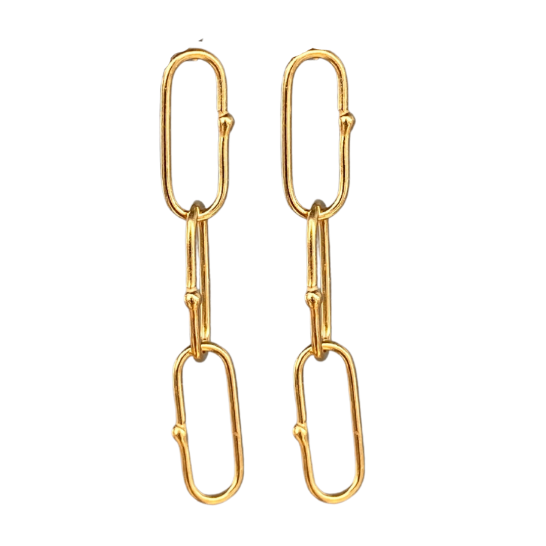 Dotted Chain Drop Earring - 14K Vermeil