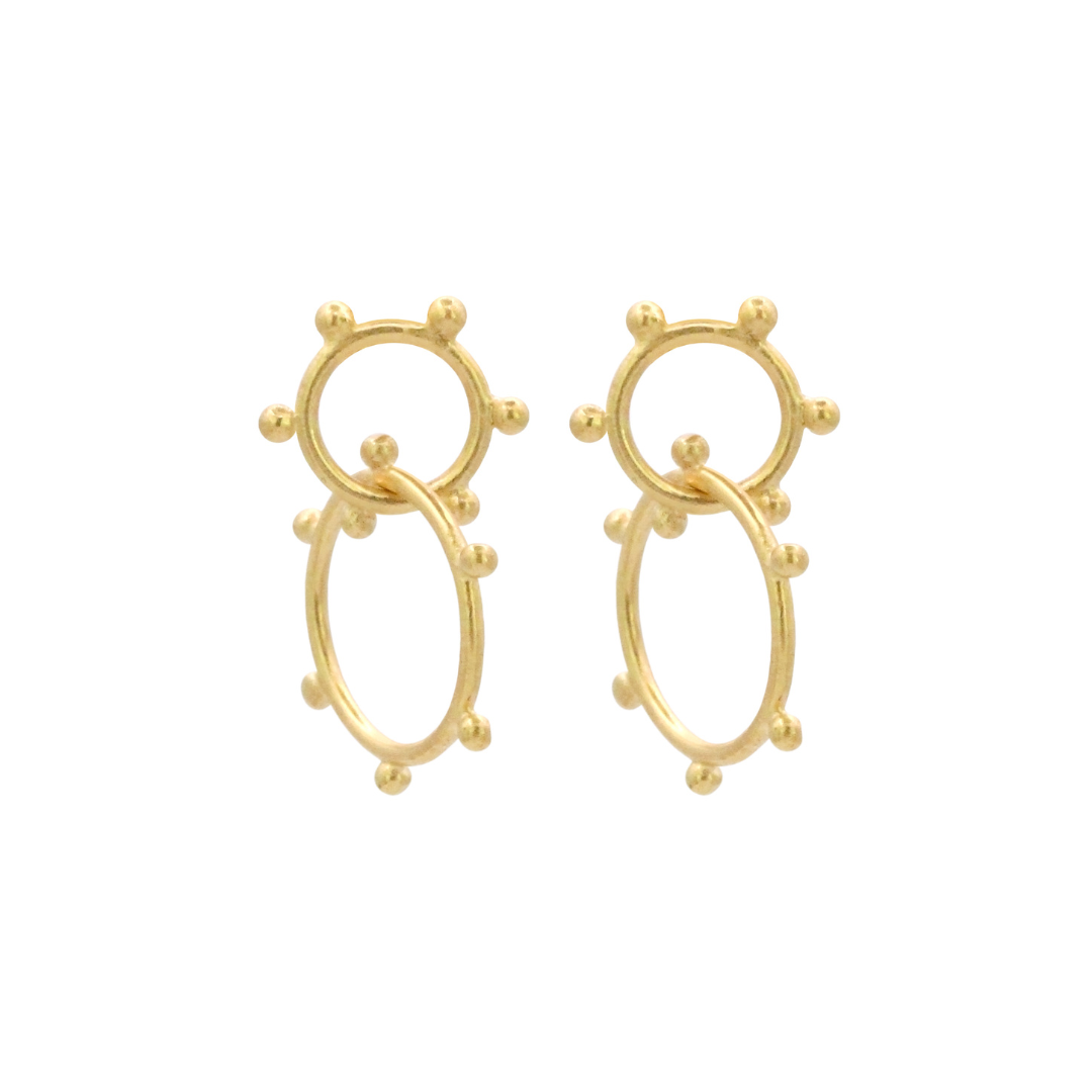 Circle in Circle Dot Earrings - 14k Vermeil