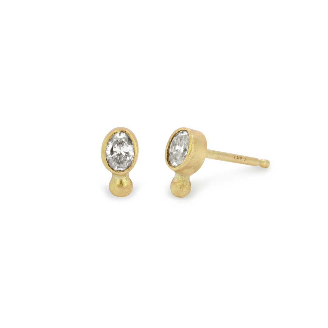 Oval Dot Stud Earrings