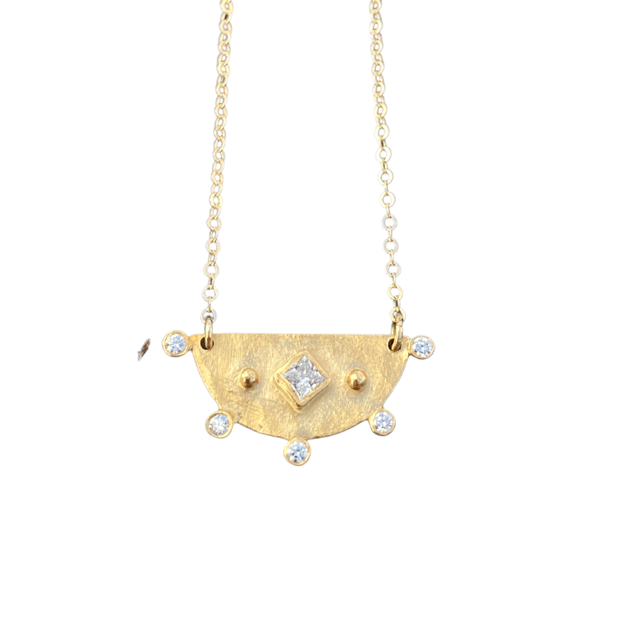 Gold Half Moon Diamond Necklace