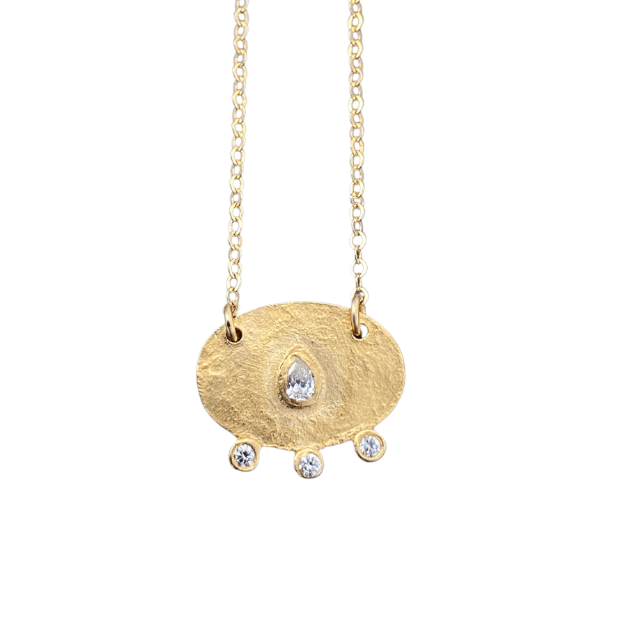 Oval Pear Necklace - Gold