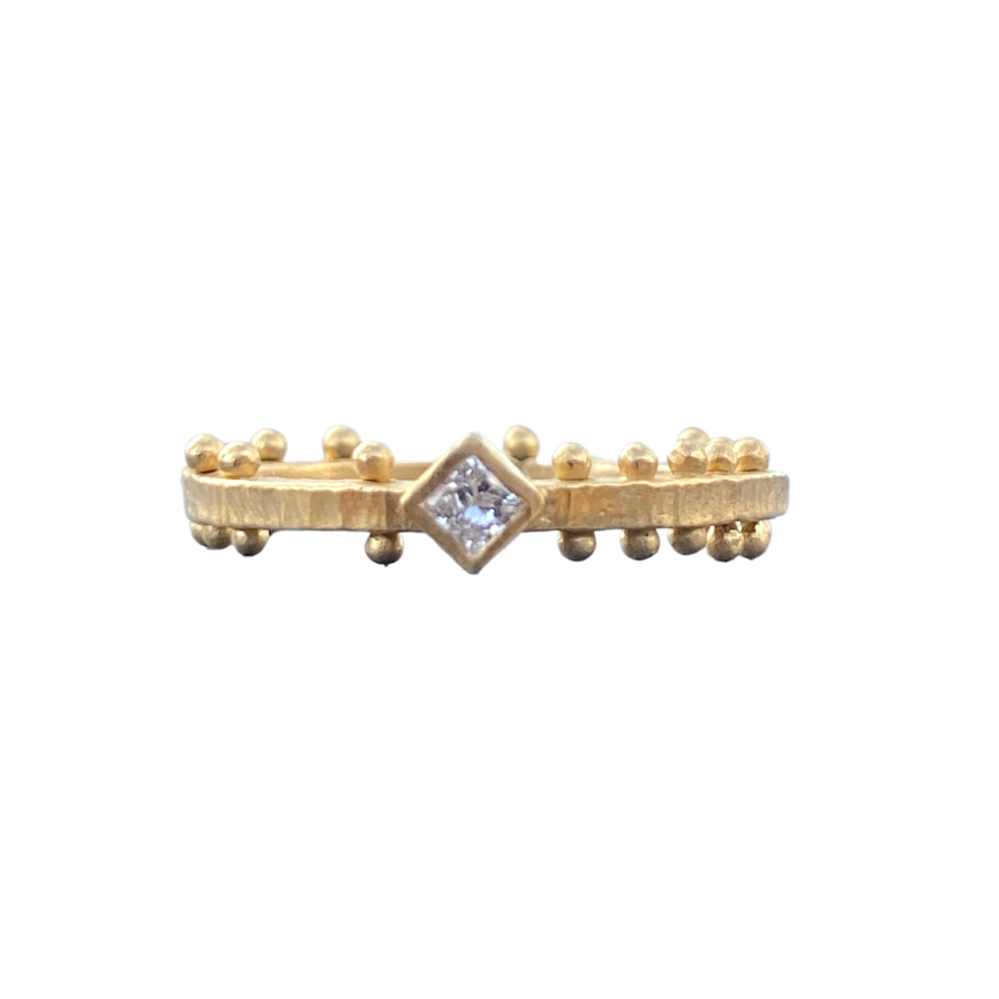 Scattered Dot Diamond Solitaire Ring