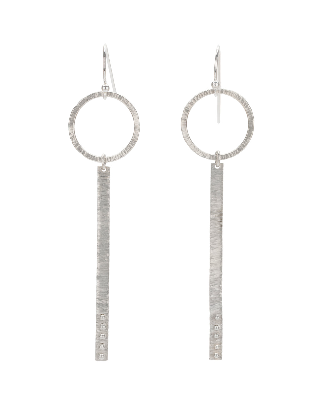 Textured Branch & Circle Earrings