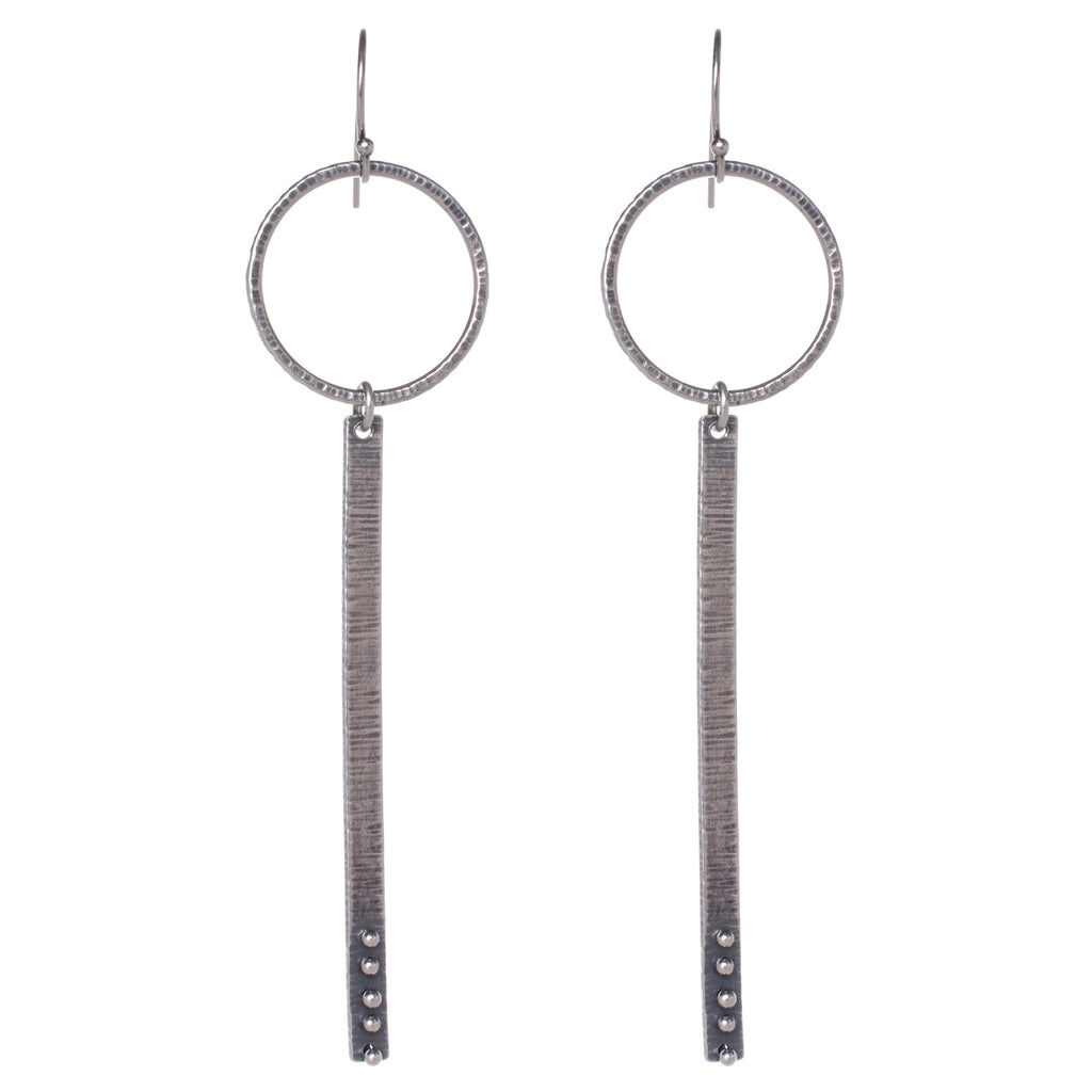 Textured Branch & Circle Earrings