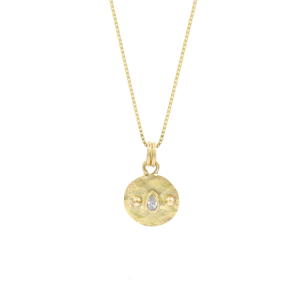 Circle and pear diamond necklace