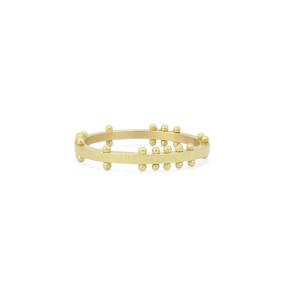 Gold Scattered Dot Stack Ring - Size 7
