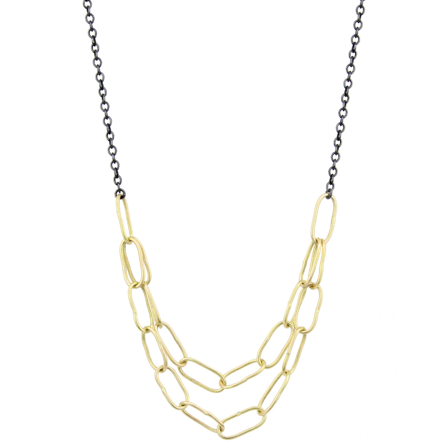 Double Link Oval Chain Necklace - Solid Gold